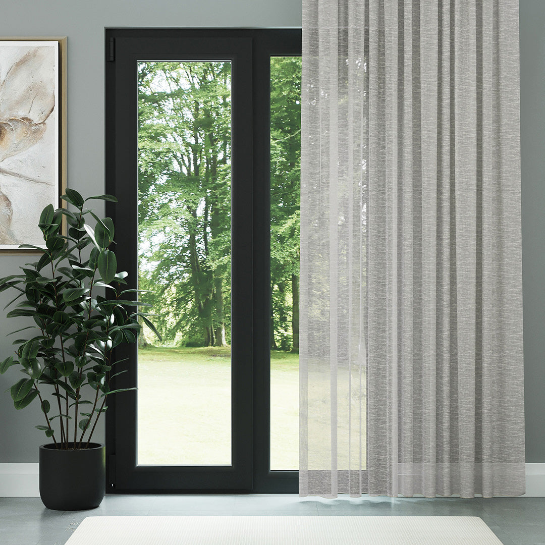 Vizon Parlak Keten Dokulu Düz Tül Perde | Aloe