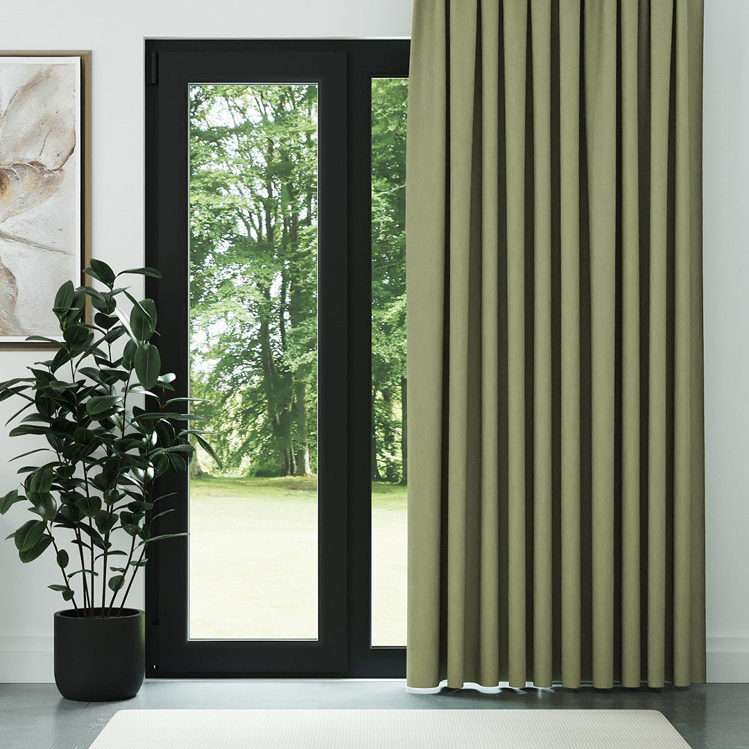 Yeşil Hasır Keten Karartma Fon Perde | Bonita