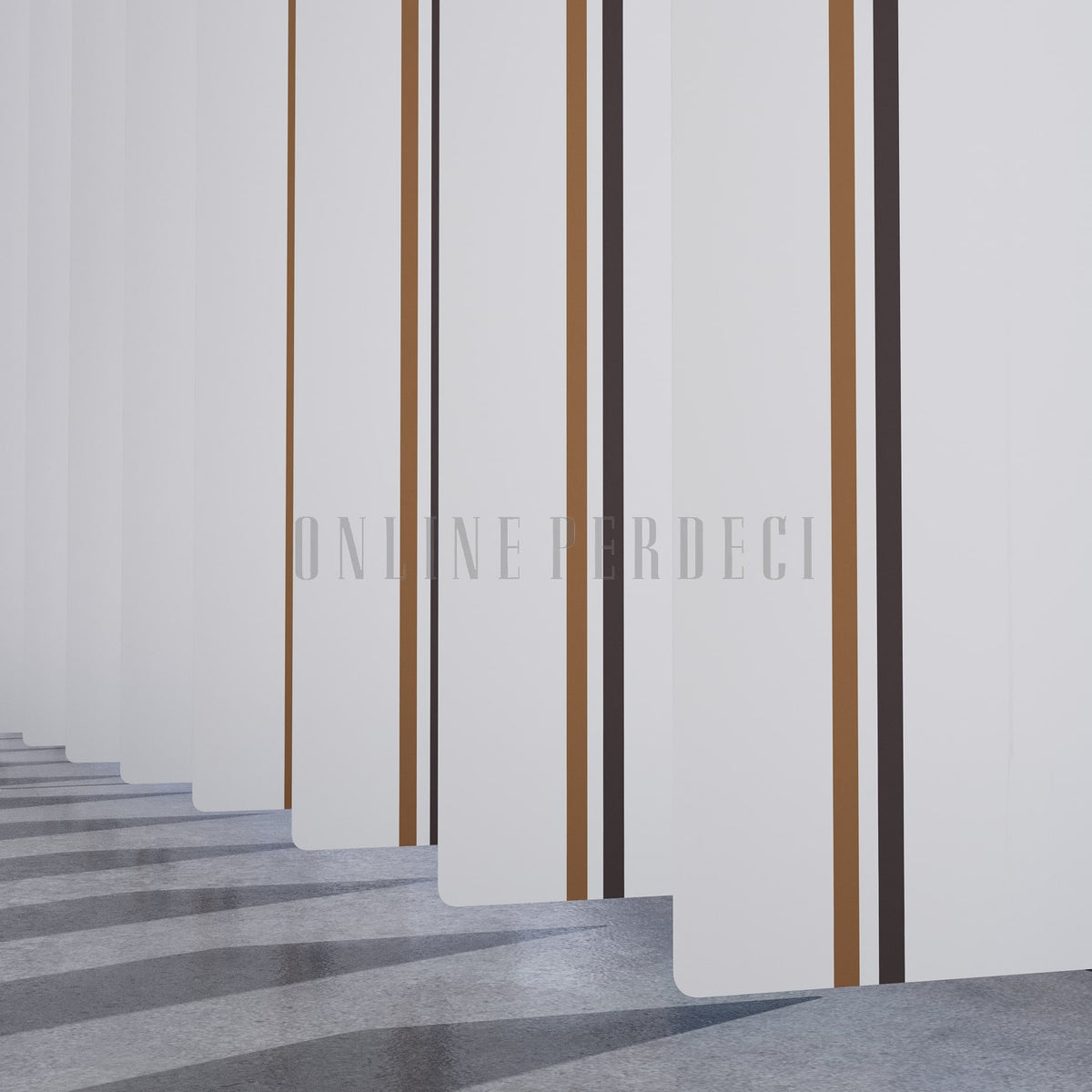 Açık Kahverengi-Kahverengi Çizgili PVC Dikey Perde