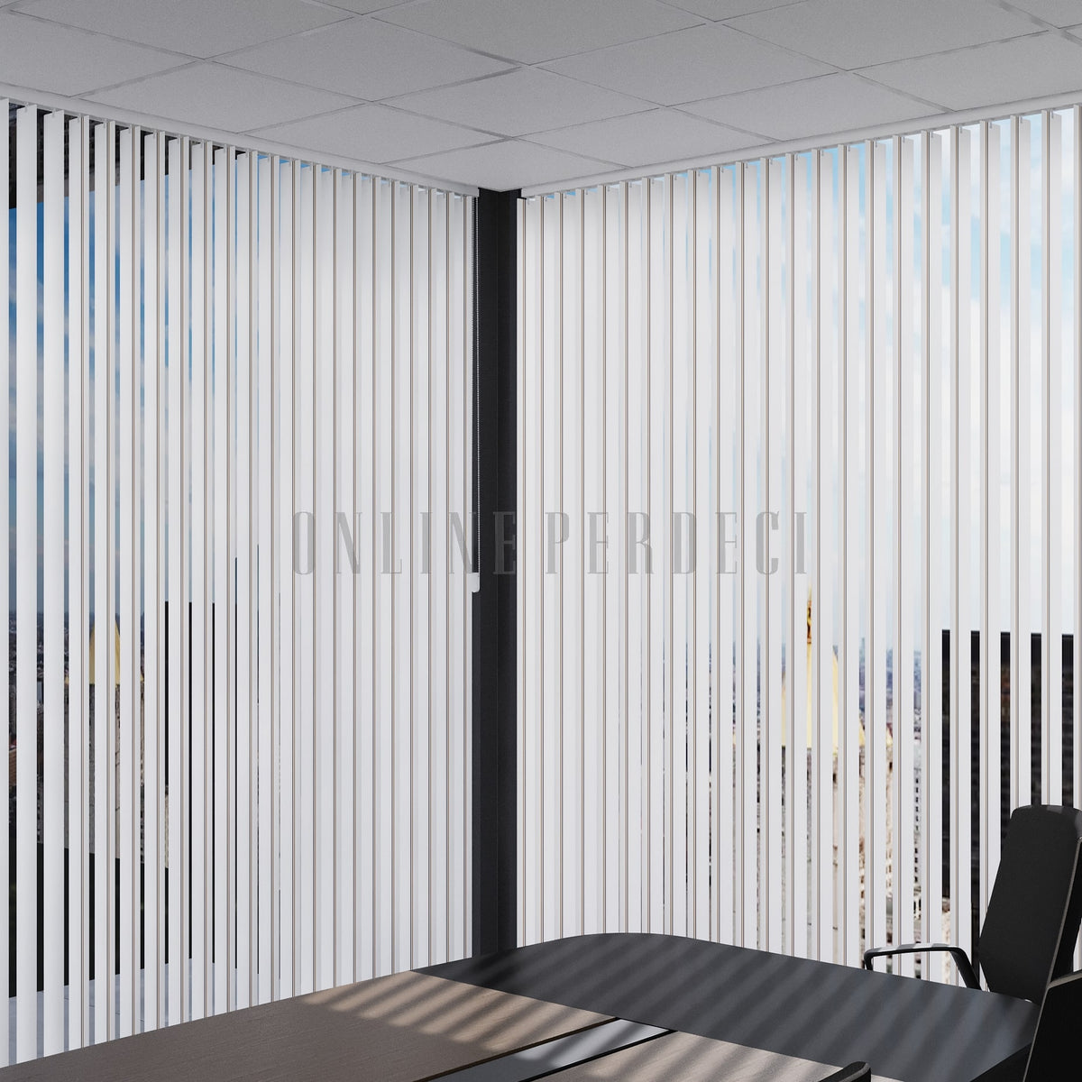 Açık Kahverengi-Kahverengi Çizgili PVC Dikey Perde