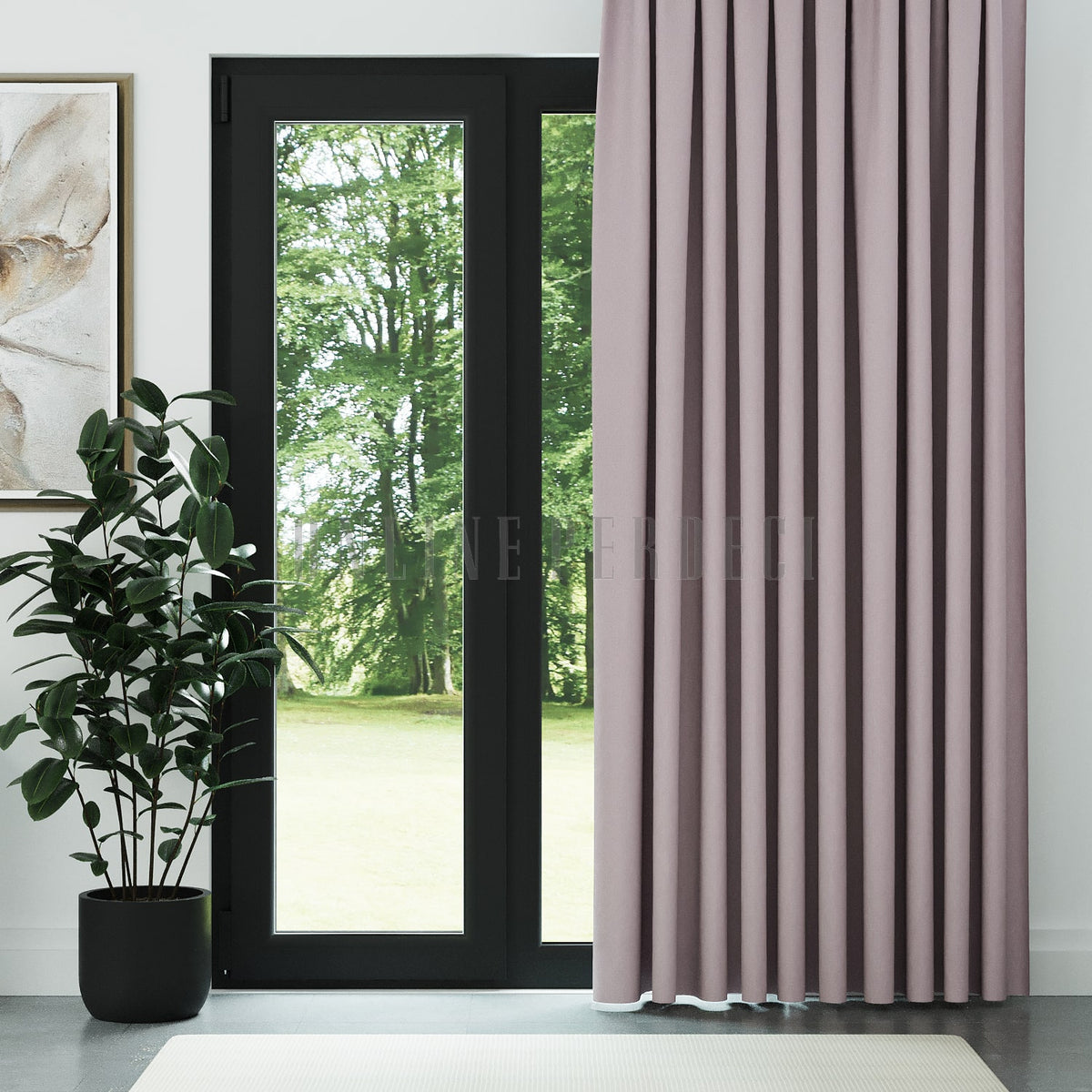 Açık Pembe Modern Balık Sırtı Desenli Fon Perde - Spinara