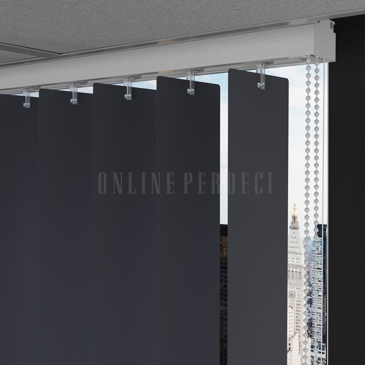 Antrasit Düz PVC Dikey Perde