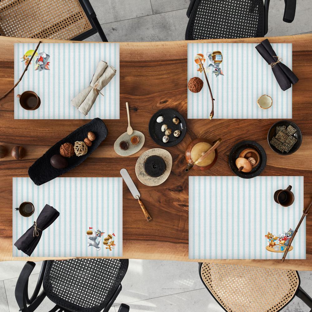 Tom And Jerry Çizgili Kumaş Amerikan Servis 4'lü Takım 35X50CM