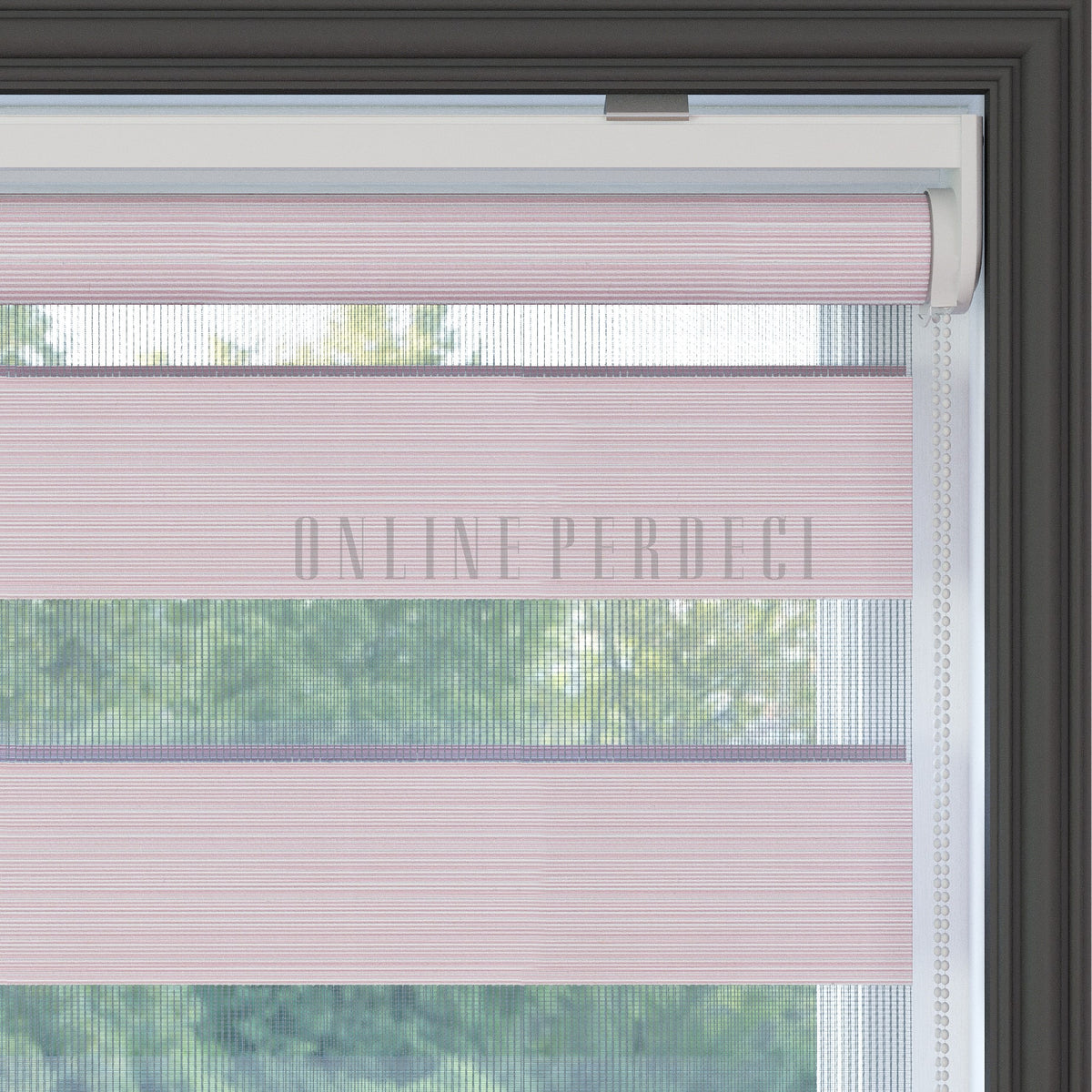 Bellis Pembe Düz Zebra Perde