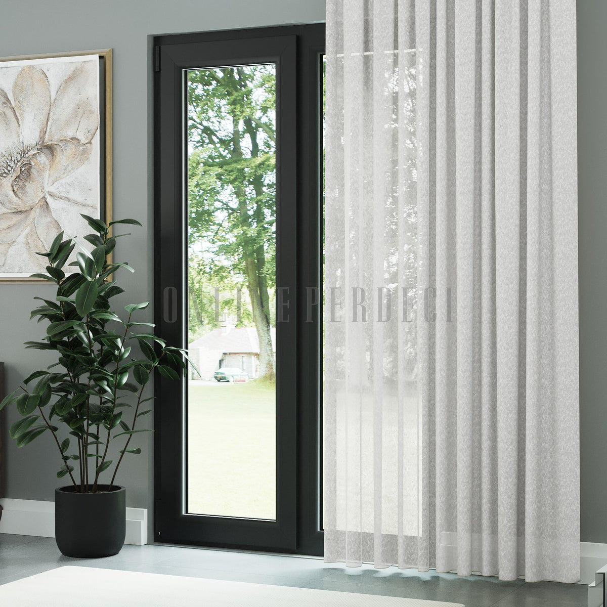Beyaz Naturel Soft Keten Düz Tül Perde - Sumera