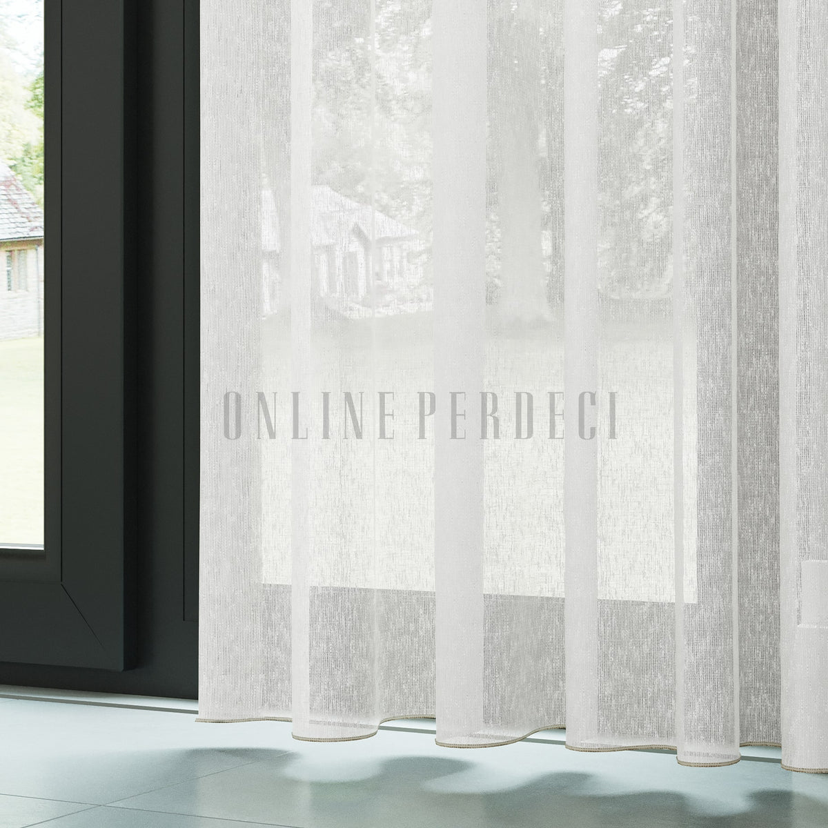 Beyaz Naturel Soft Keten Düz Tül Perde - Sumera