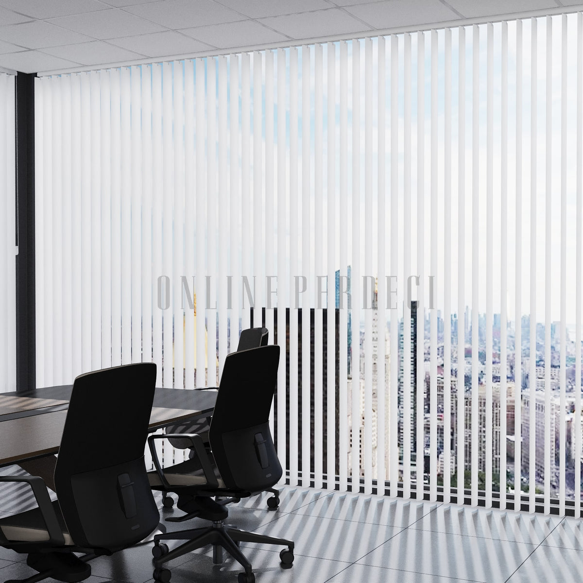 Beyaz Oval Perfore PVC Dikey Perde