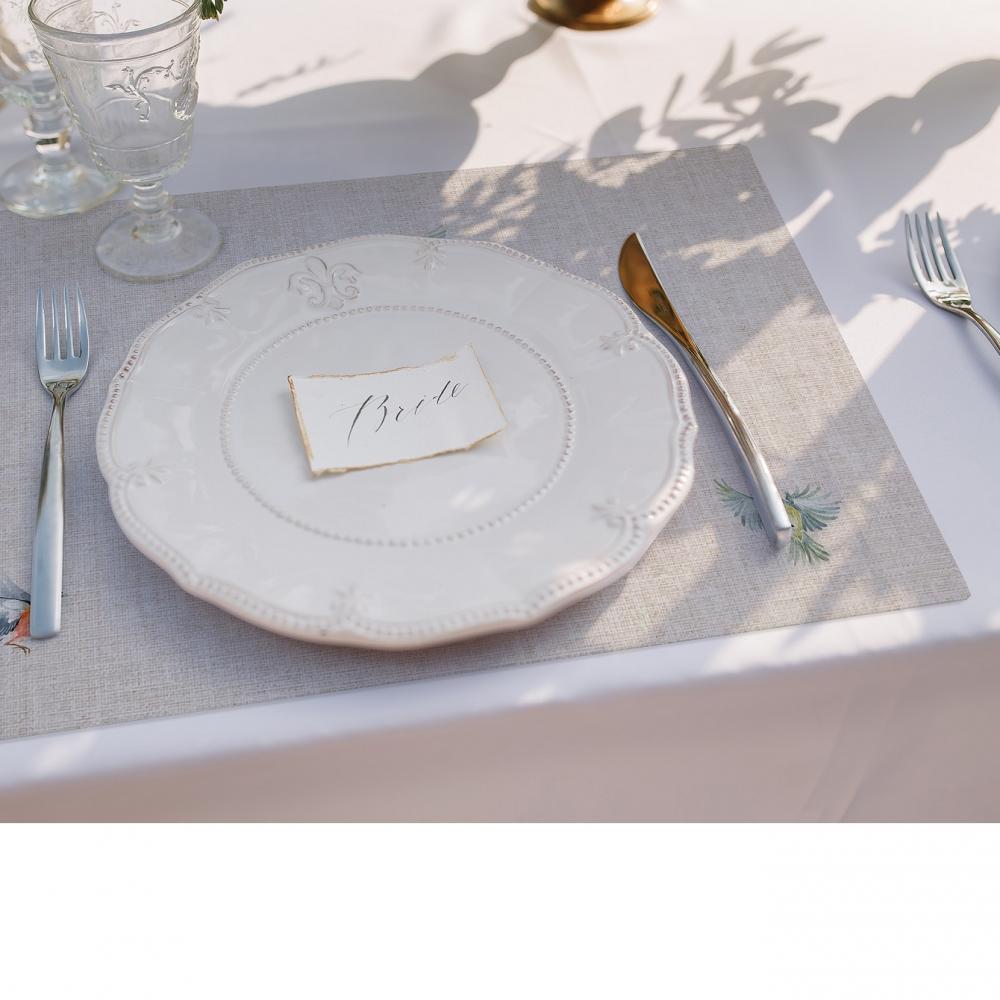 Romantik Kuş ve Çiçek Desenli Amerikan Servis – 4'lü Zarif Koltuk Takımı (30x50 Cm)