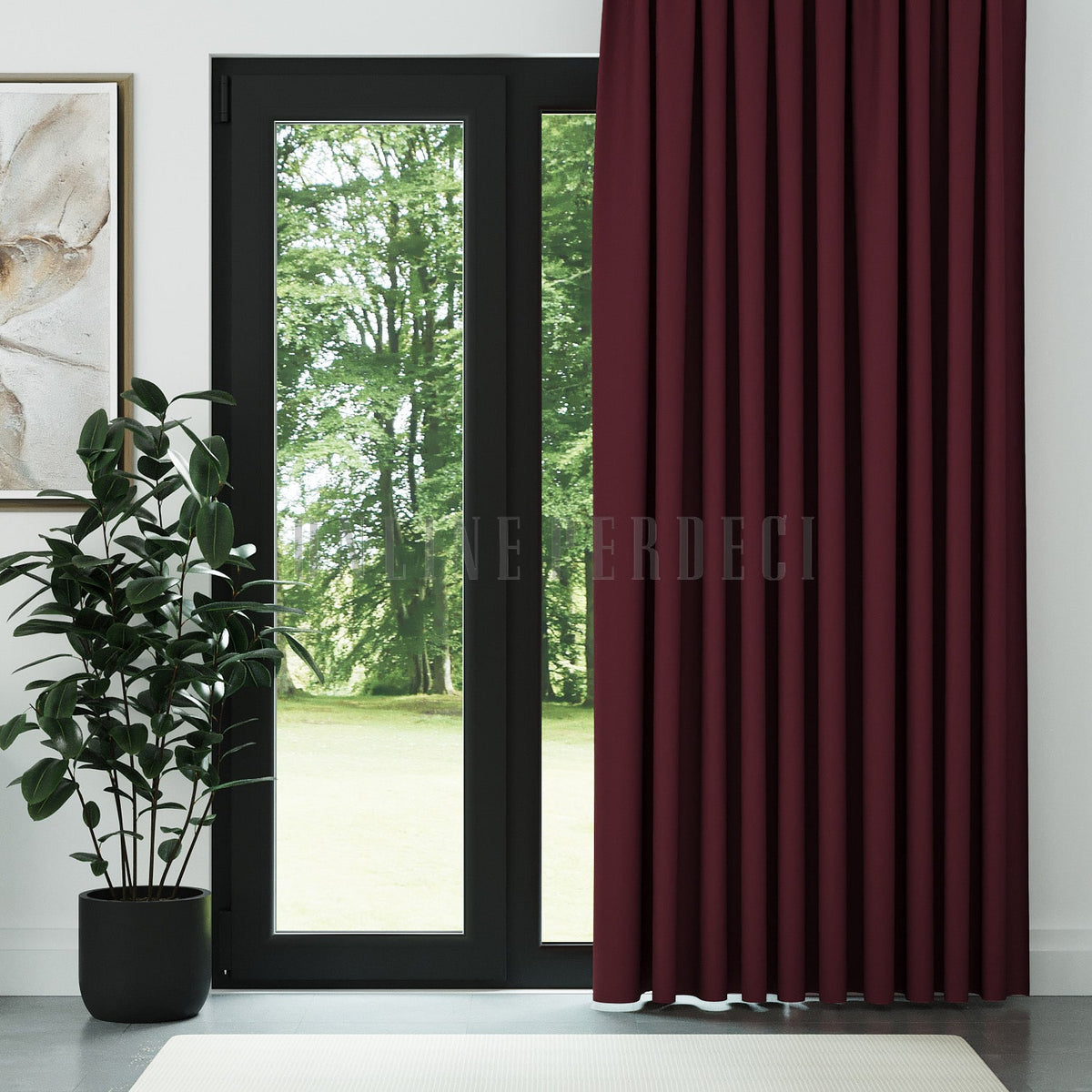 Bordo Modern Balık Sırtı Desenli Fon Perde - Spinara