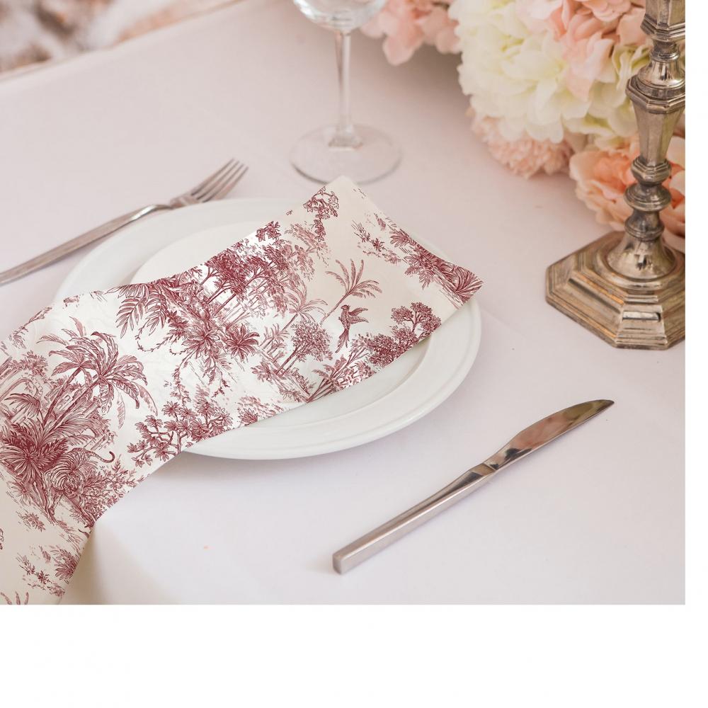 Saklı Bahçe Temalı Kırmızı Amerikan Servis Takımı - 4'lü Set (30x50 cm)