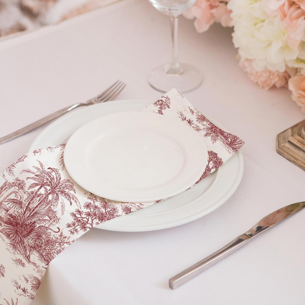 Saklı Bahçe Temalı Kırmızı Amerikan Servis Takımı - 4'lü Set (30x50 cm)