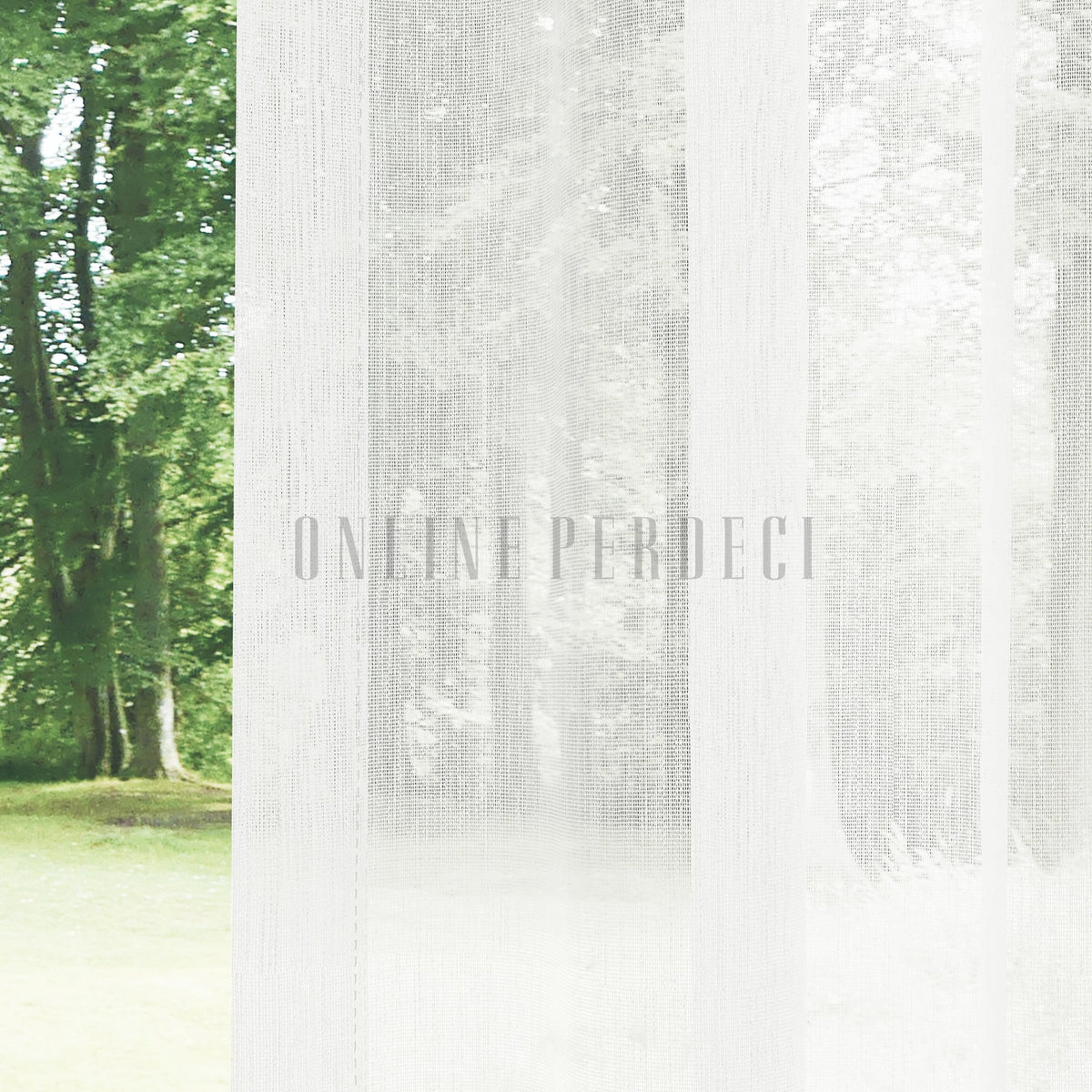 Ekru Bambu Desenli Düz Tül Perde - Bambora