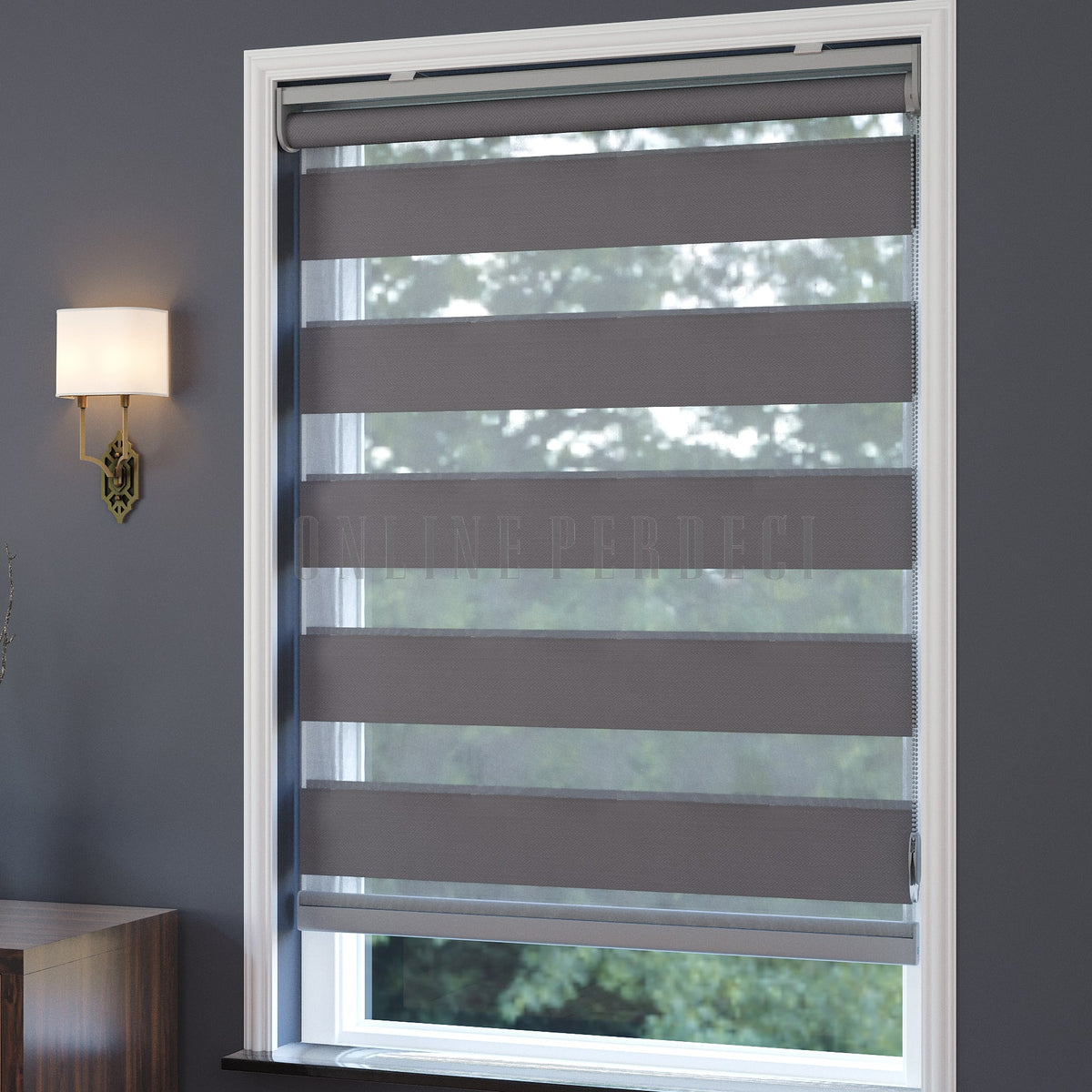 Ferio Füme Blackout Zebra Perde