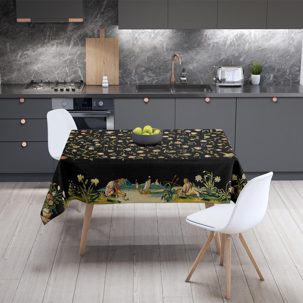 Antik İnsanlar ve Çiçekler Masa Örtüsü 160x220CM