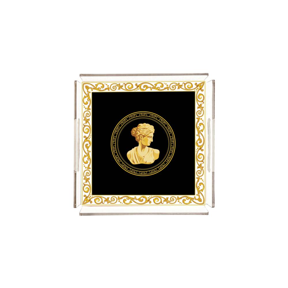 Siyah Büst Detaylı Pleksi Tepsi - PT2106 - 25x25cm