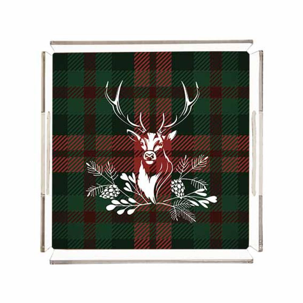 Tartan Geyiği Pleksi Tepsi 25X25CM