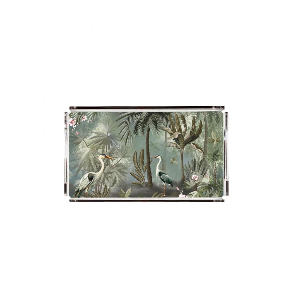 Tropikal Bahçe Pleksi Tepsi - PT2122 - 40X24cm