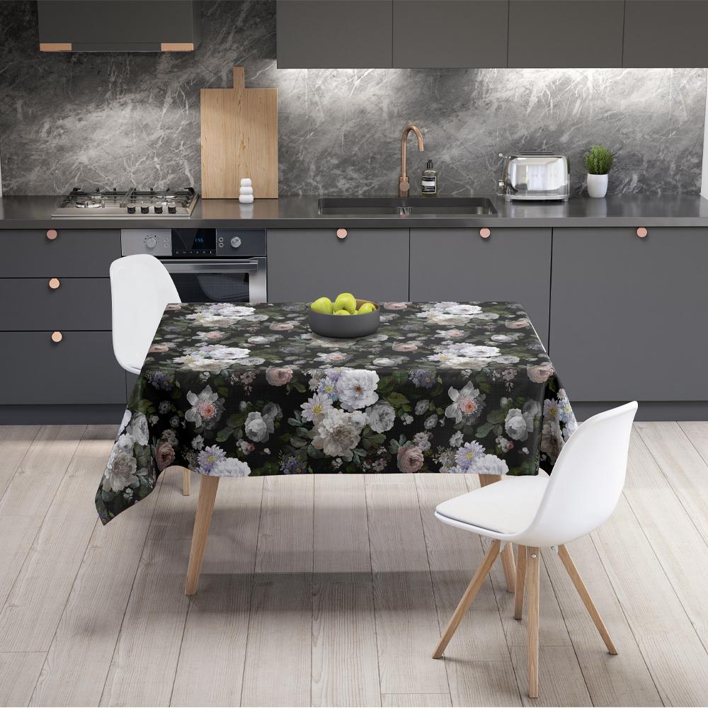 Siyah Çiçek Masa Örtüsü 160x220CM