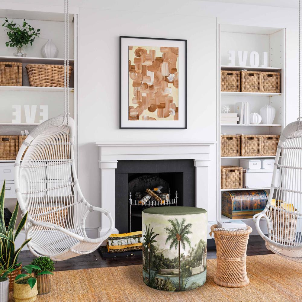 Renkli Manzara Tasarımlı Puf