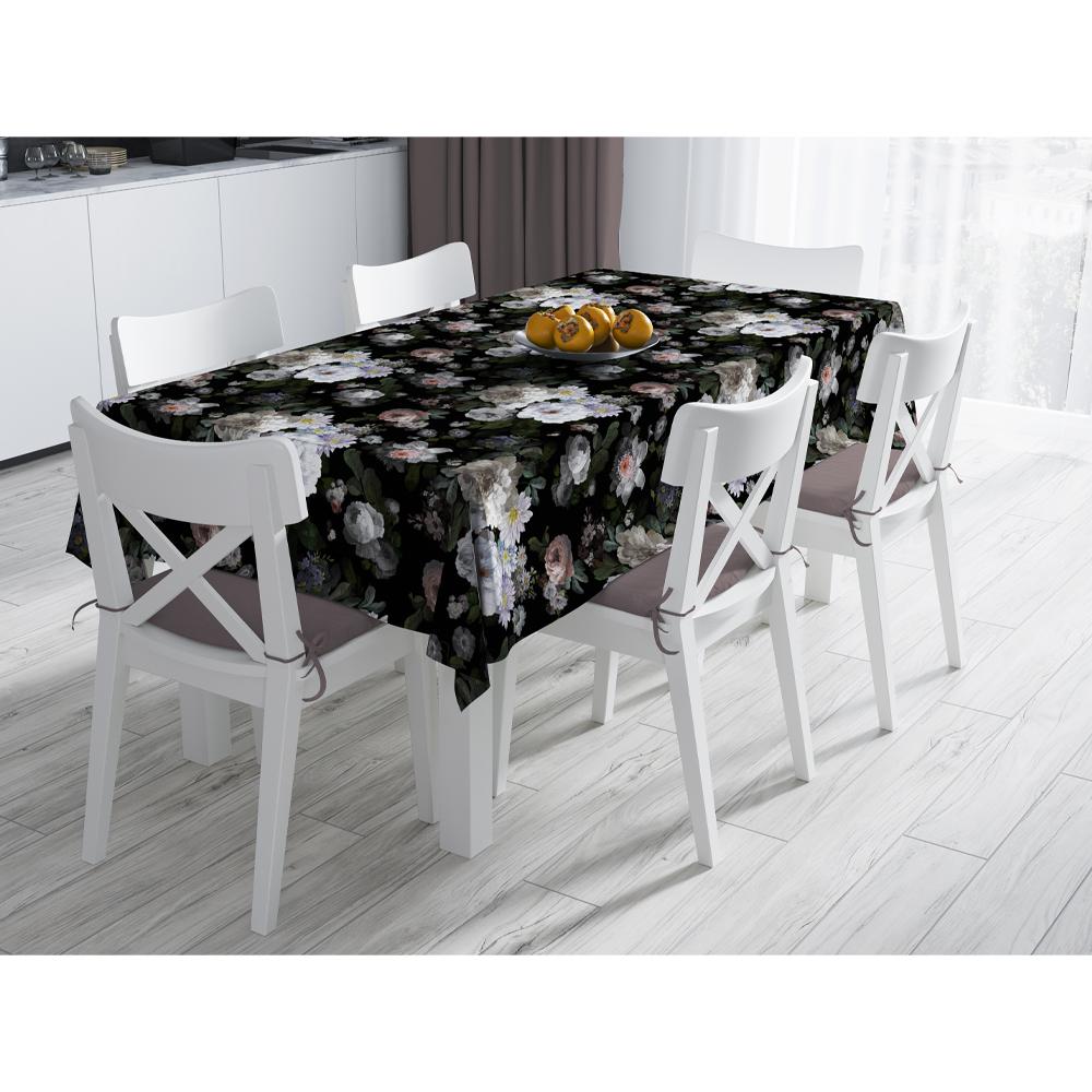 Siyah Çiçek Masa Örtüsü 160x220CM