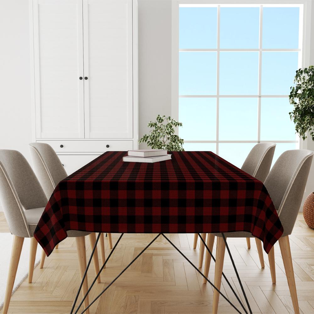 Kırmızı-Siyah Kare Masa Örtüsü 160x220CM