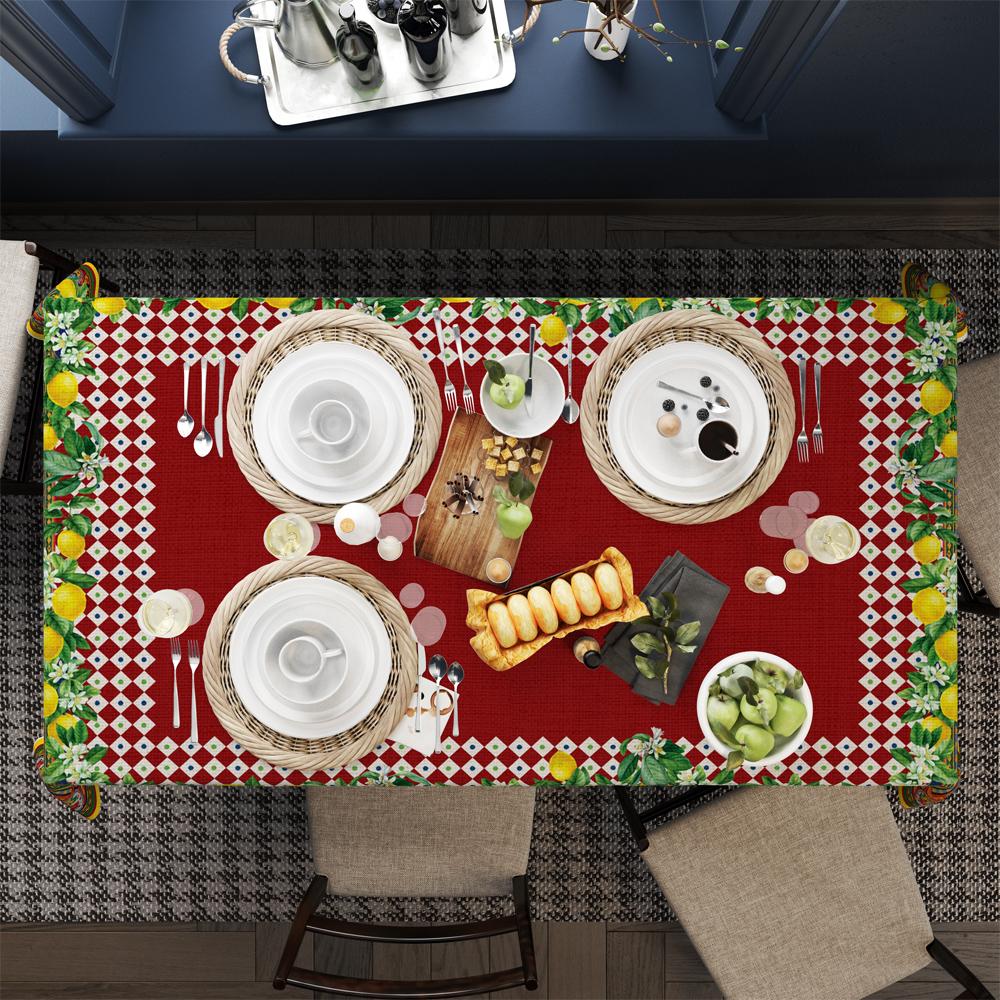 Renkli Limon Desenli Masa Örtüsü 160x220CM