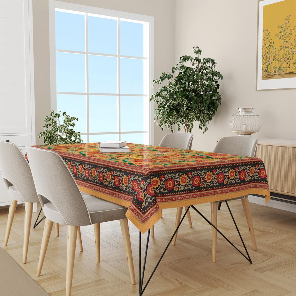 Portakal Papatya Çiçekleri Masa Örtüsü 160x220CM