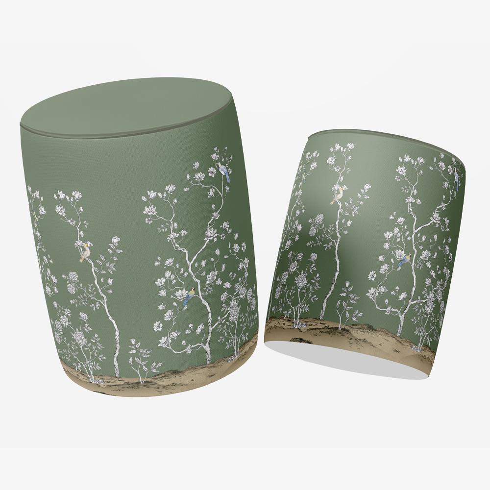 Yeşil Çiçek Tasarımlı Puf