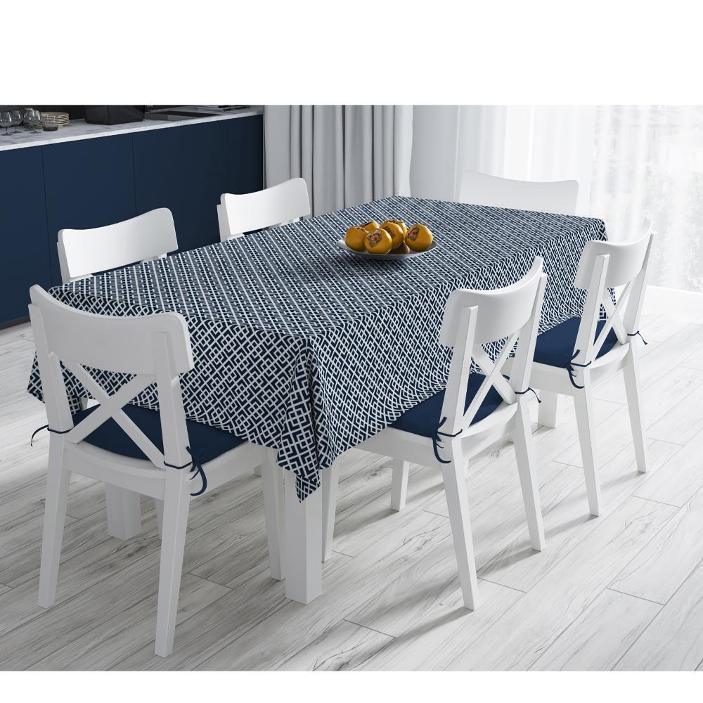 Mavi Geometrik Masa Örtüsü 160x220CM
