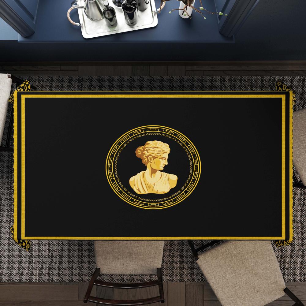 Siyah Büst Detaylı Masa Örtüsü 160x220cm