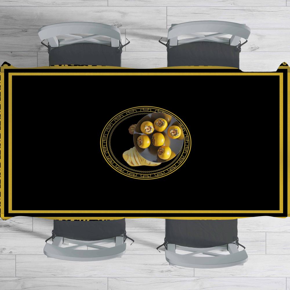 Siyah Büst Detaylı Masa Örtüsü 160x220cm