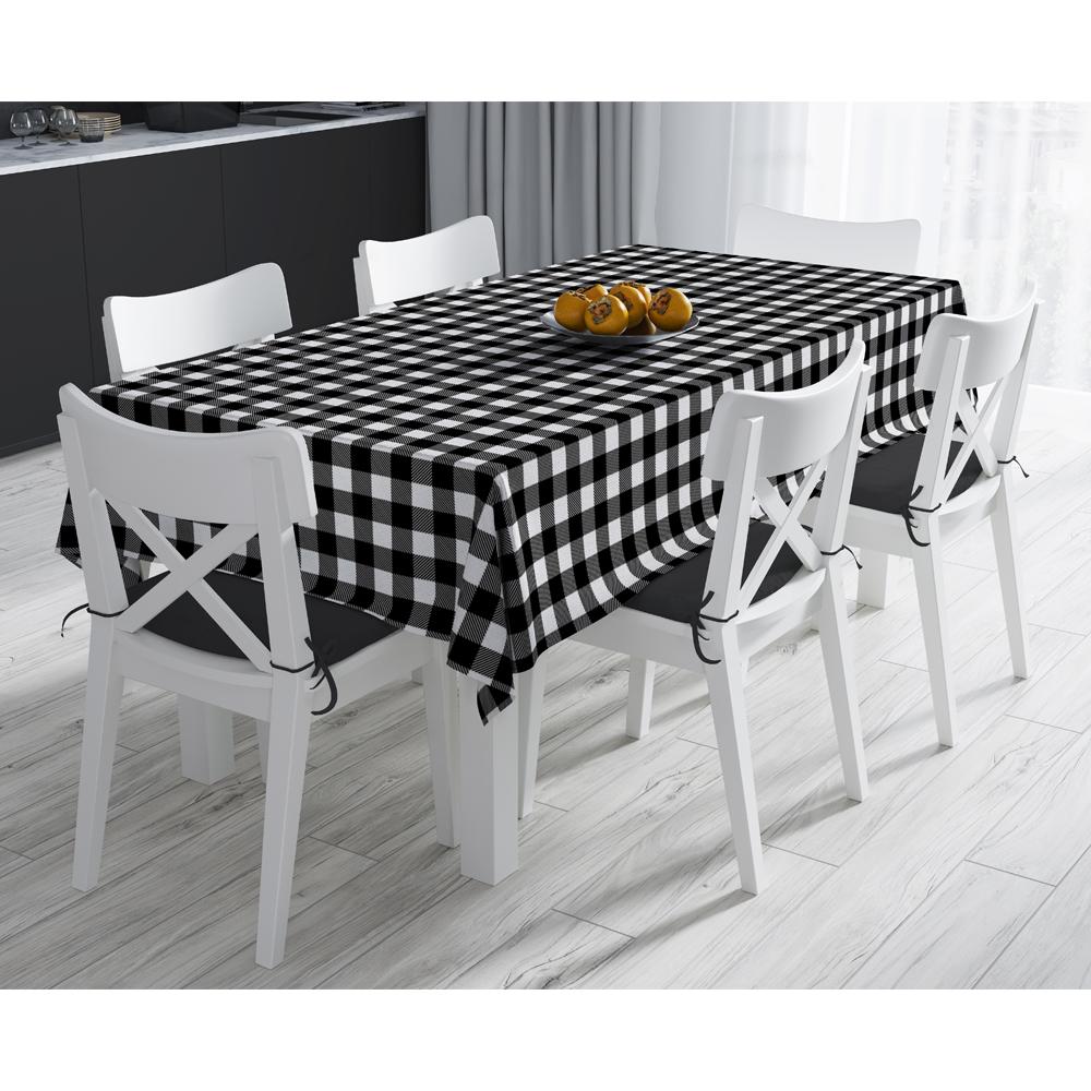 Siyah-Beyaz Kare Masa Örtüsü 160x220CM