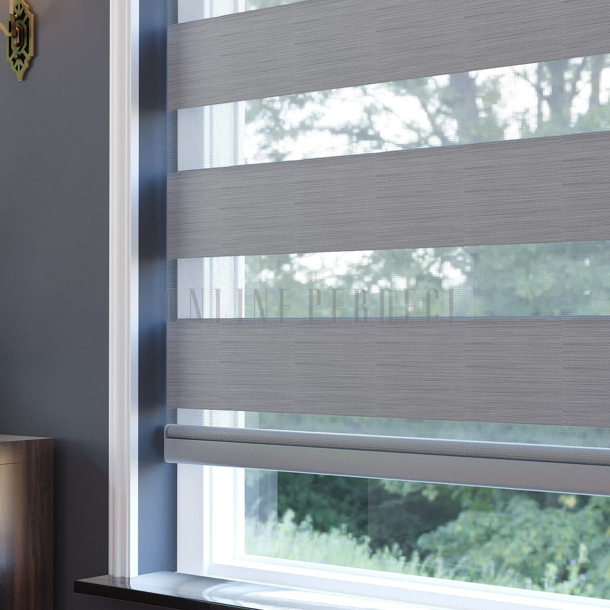Golvia Açık Gri Blackout Zebra Perde