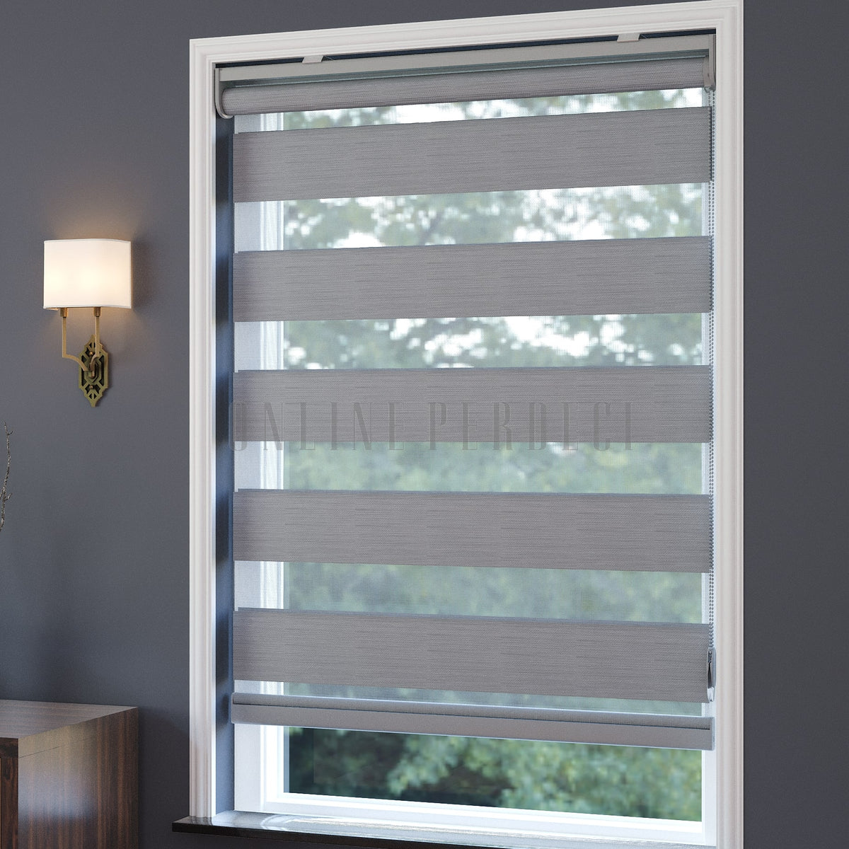 Golvia Açık Gri Blackout Zebra Perde