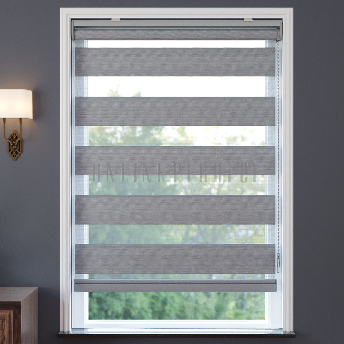 Golvia Açık Gri Blackout Zebra Perde
