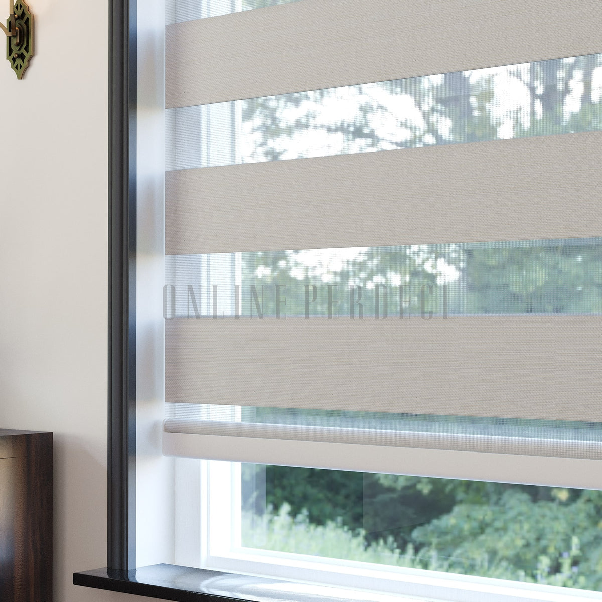 Golvia Ekru Blackout Zebra Perde