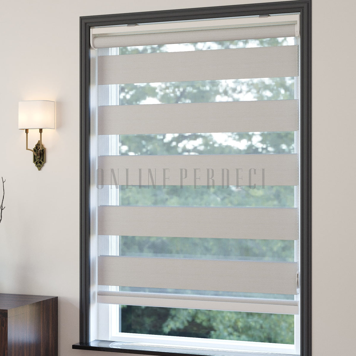 Golvia Ekru Blackout Zebra Perde