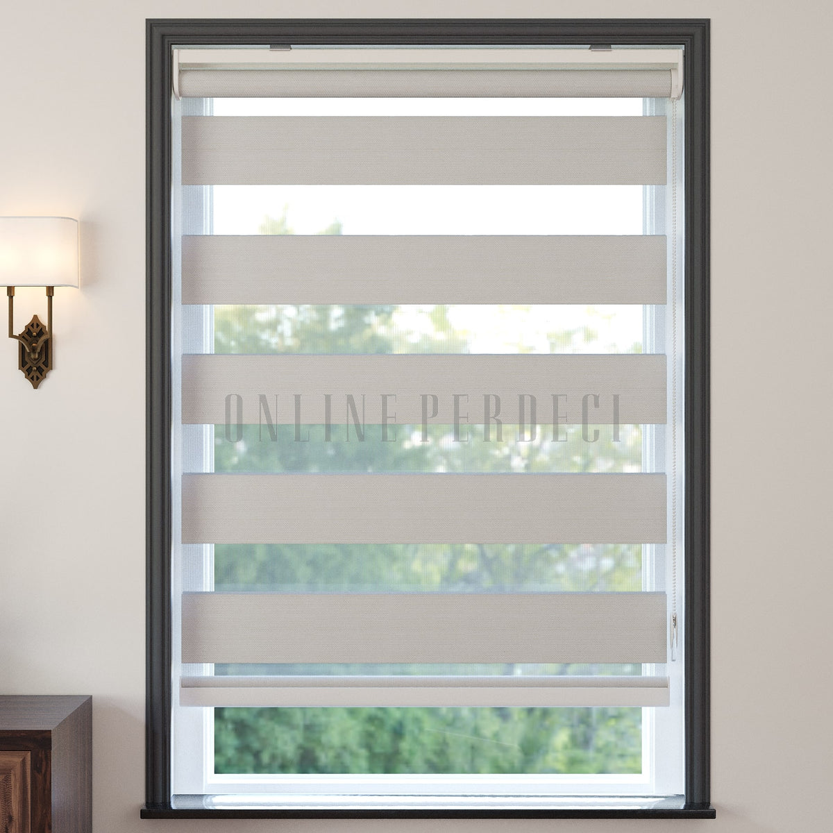 Golvia Ekru Blackout Zebra Perde