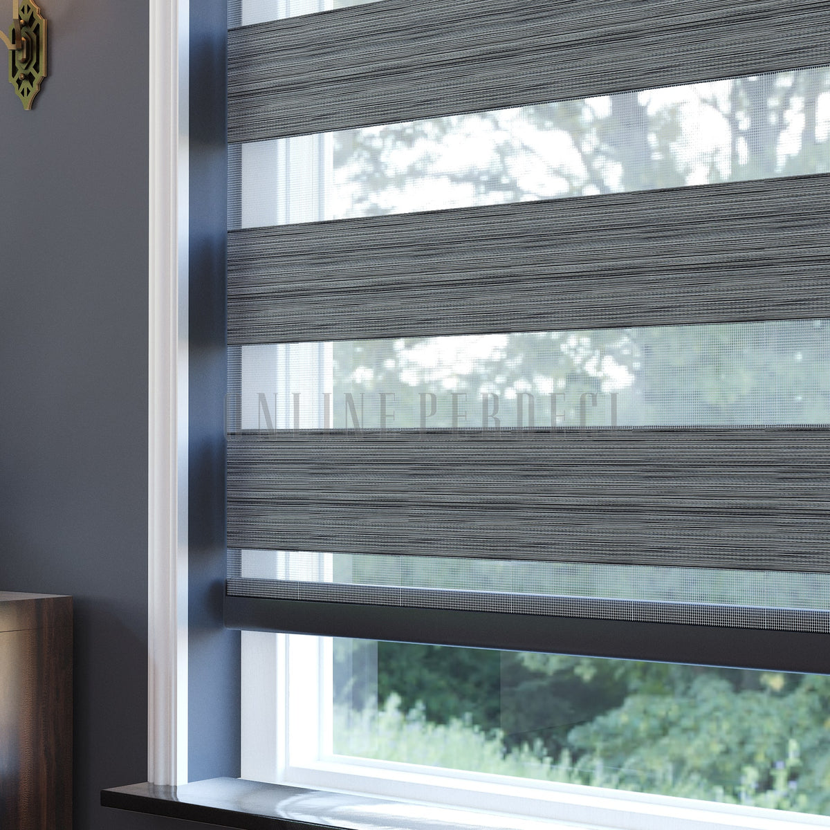 Golvia Gri Blackout Zebra Perde