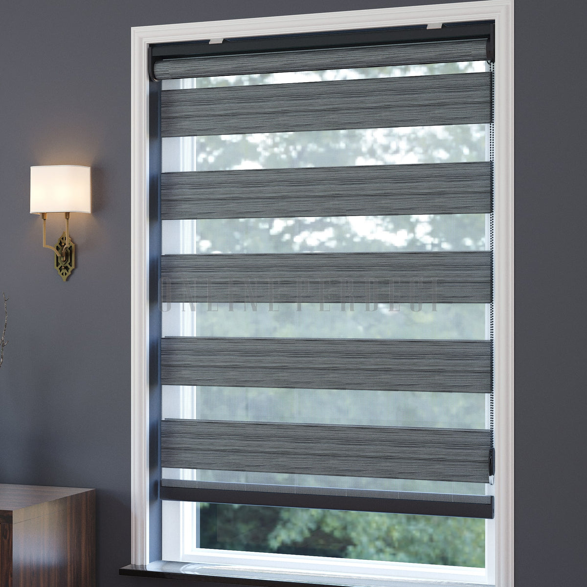 Golvia Gri Blackout Zebra Perde