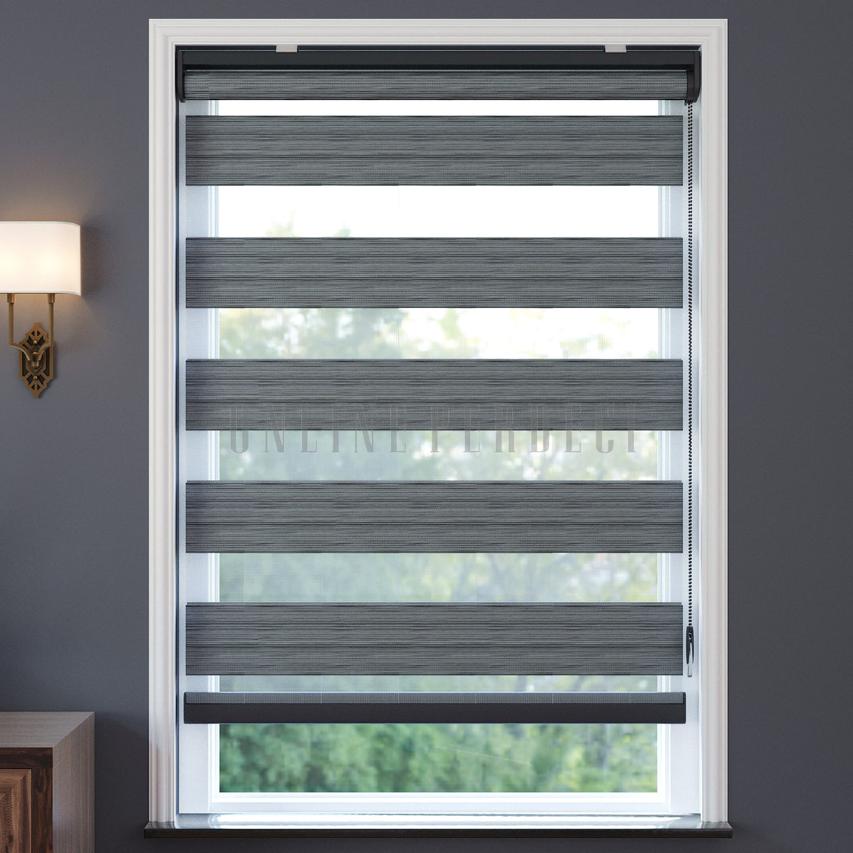 Golvia Gri Blackout Zebra Perde