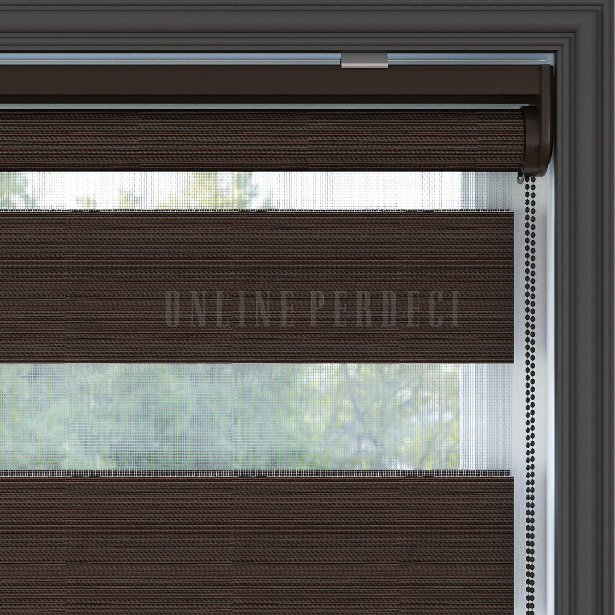 Golvia Kahverengi Blackout Zebra Perde