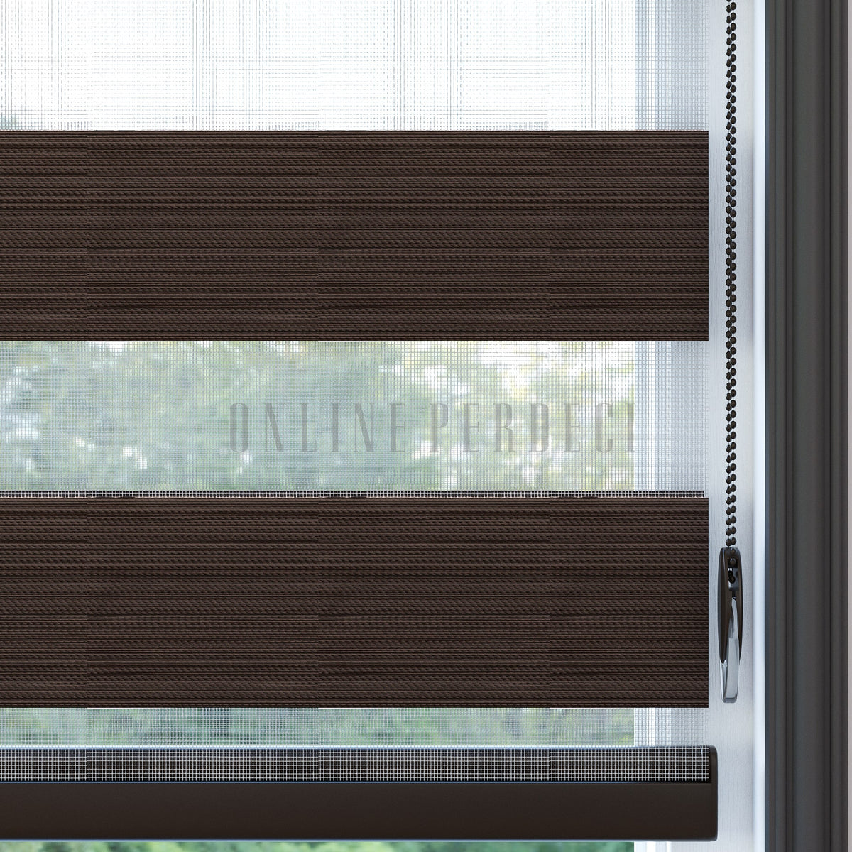 Golvia Kahverengi Blackout Zebra Perde