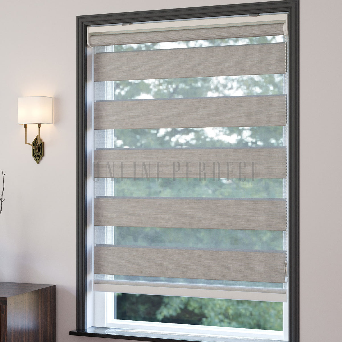 Golvia Krem Blackout Zebra Perde