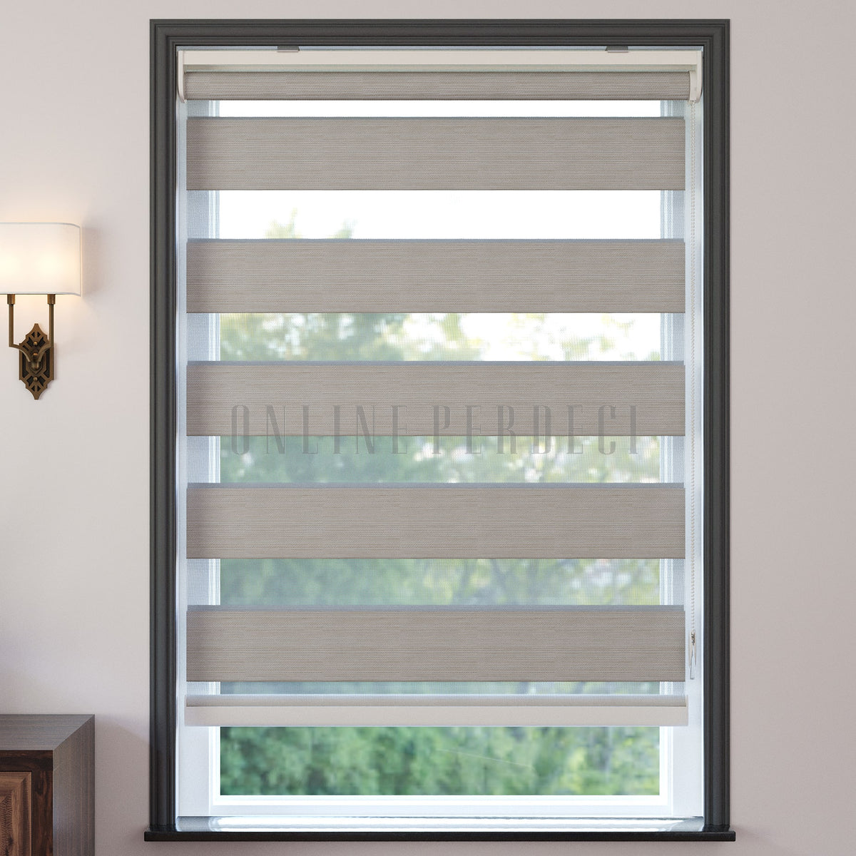 Golvia Krem Blackout Zebra Perde