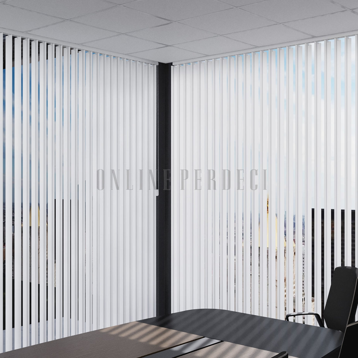 Gri Çizgili PVC Dikey Perde