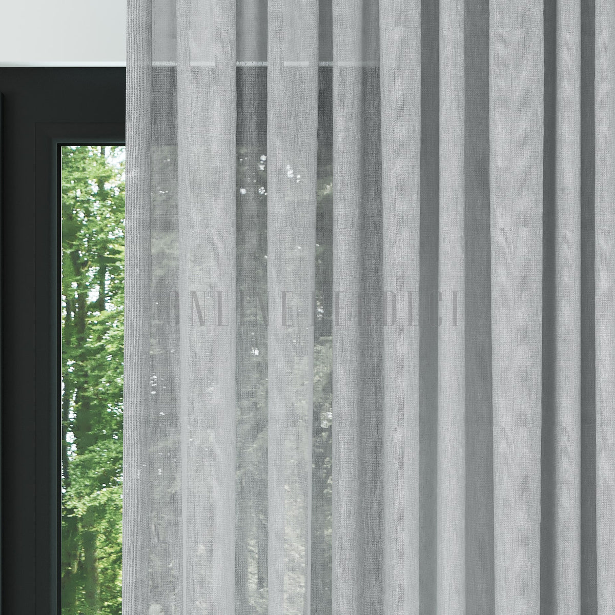 Gri Naturel Soft Keten Düz Tül Perde - Sumera