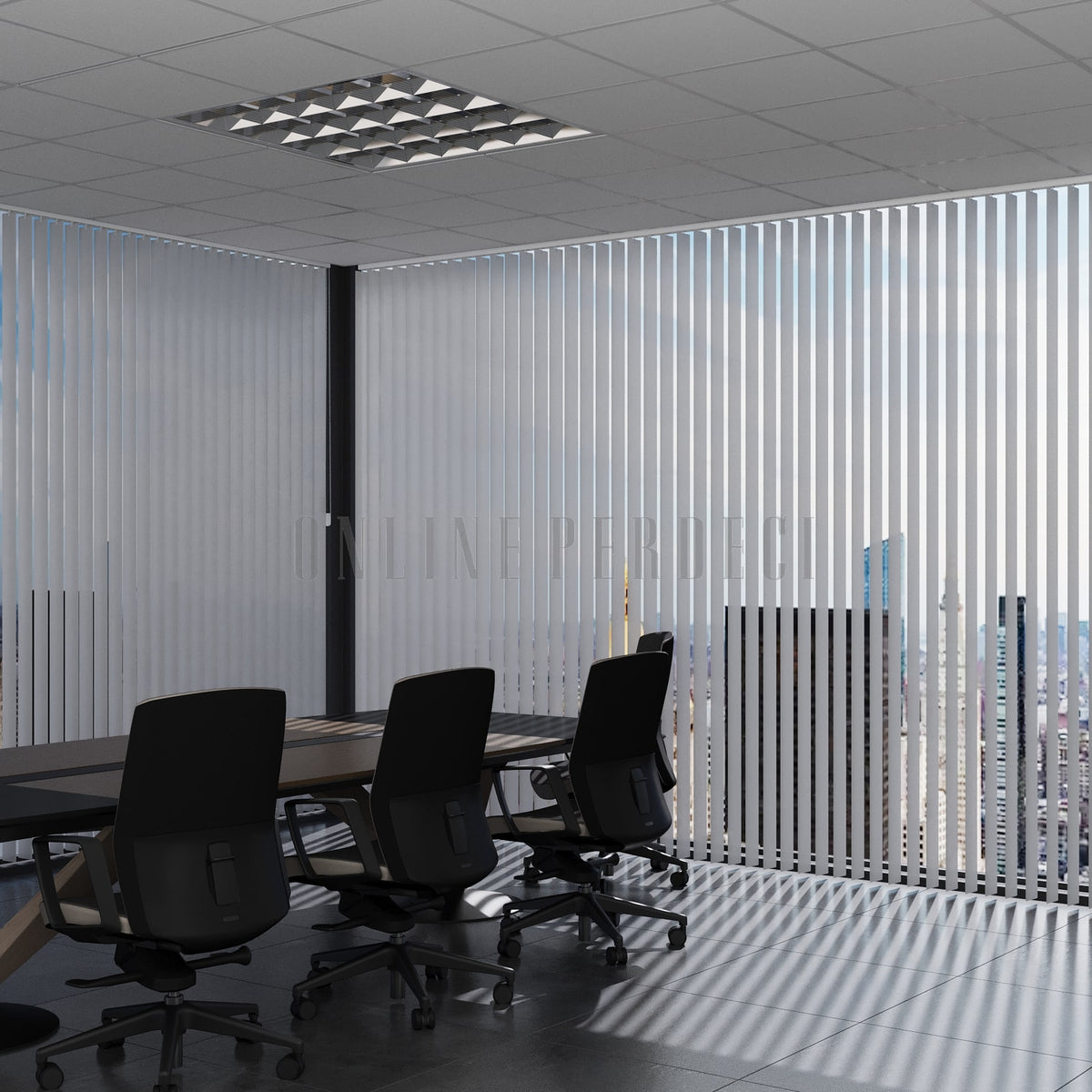 Gri Perfore PVC Dikey Perde