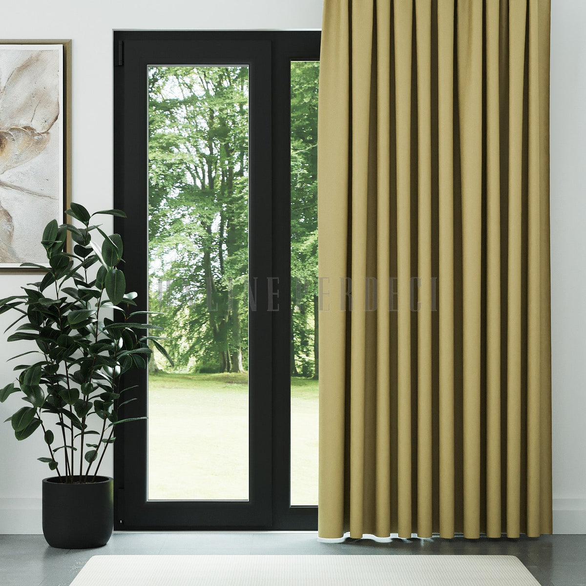 Hardal Rengi Blackout Karartma Fon Perde - Noctelia