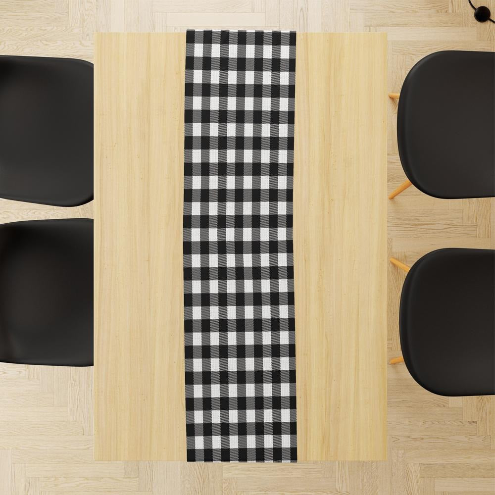 Siyah-Beyaz Kare Runner 140x45cm